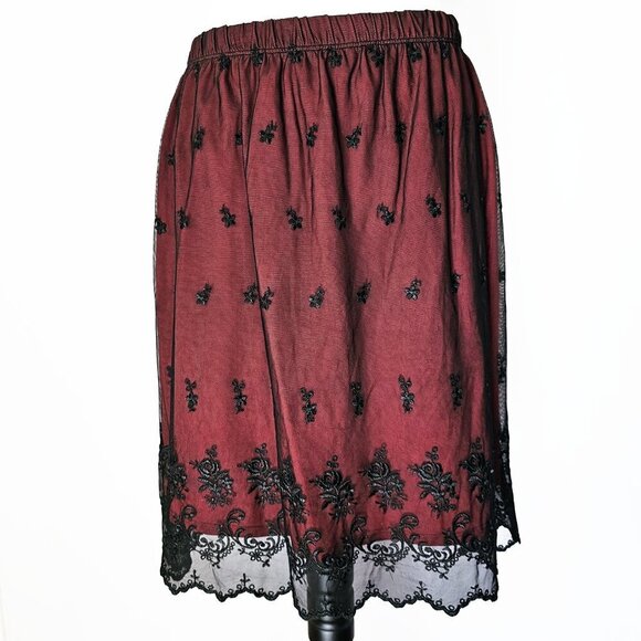 Carole Little Dresses & Skirts - Blace Lace Over Red Women's Skirt